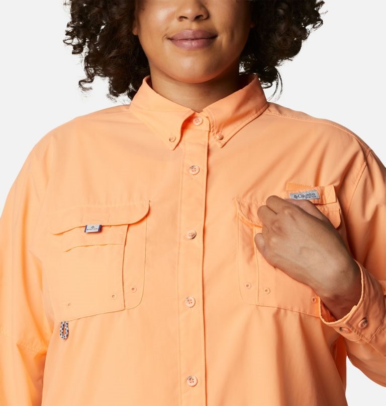 Camasa Columbia PFG Bahama Long Sleeve Dama Portocalii | Plus Size PV1ZAQS70